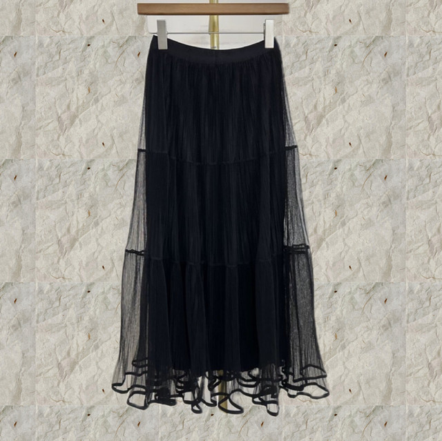 33016 European fashion versatile mid-length rear gauze skirt skirt cake skirt slimming new spring 2025