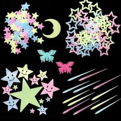Glow-In-The-Dark Star Combination Wall Stickers Plastic Stereo Fluorescent Stickers Living Room Bedroom Dormitory Decoration Kidsren's Room