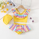 Girls split swimsuit dress style bikini fashion rainbow striped lace back strap seaside vacation swimsuit