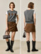 LILY winter new retro velvet mid-low waist anti-exposure micro A skirt
