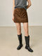 LILY winter new retro velvet mid-low waist anti-exposure micro A skirt
