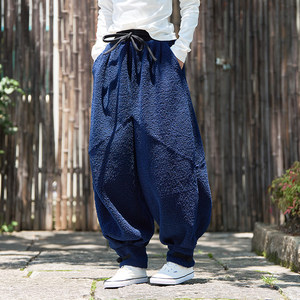
Chinese style men's thickened velvet small-foot harem pants for young men loose large size thickened casual pants Zen meditation clothes winter