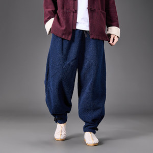 
Chinese style men's velvet thickened plush legged casual pants men's loose small-footed harem pants thick Hanfu Tang suit