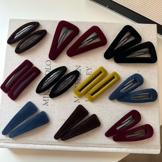 South Korea's Dongdaemun same style autumn and winter new velvet hand-made hairpin bangs clip basic side clip high-end broken hairpin