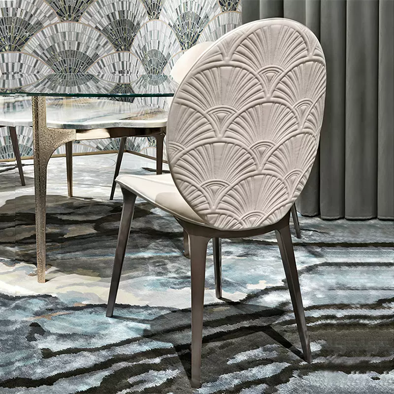 轻奢不锈钢餐椅家用港式餐厅靠背椅黄铜餐桌椅设计款ins风样板房餐椅