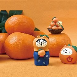 Japanese Zakka Orange Cat Good Luck Mini Food Toy Resin Ornament Healing Cute Creative Accessory Gift