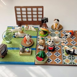 Afternoon Relaxation Japanese Style Cat Tatami Ornament ins Cute Mini Kitten Sleeping Life Healing Small Decoration