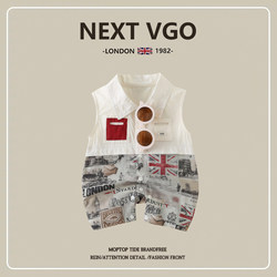 Uk Next Vgo Baby Sleeveless Romper Summer Thin Style for Boys, Stylish Cotton Jumpsuit for Outings