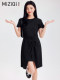 
Miziqi black dress for women short-sleeved 2025 summer new casual versatile slim design A-line mid-length skirt