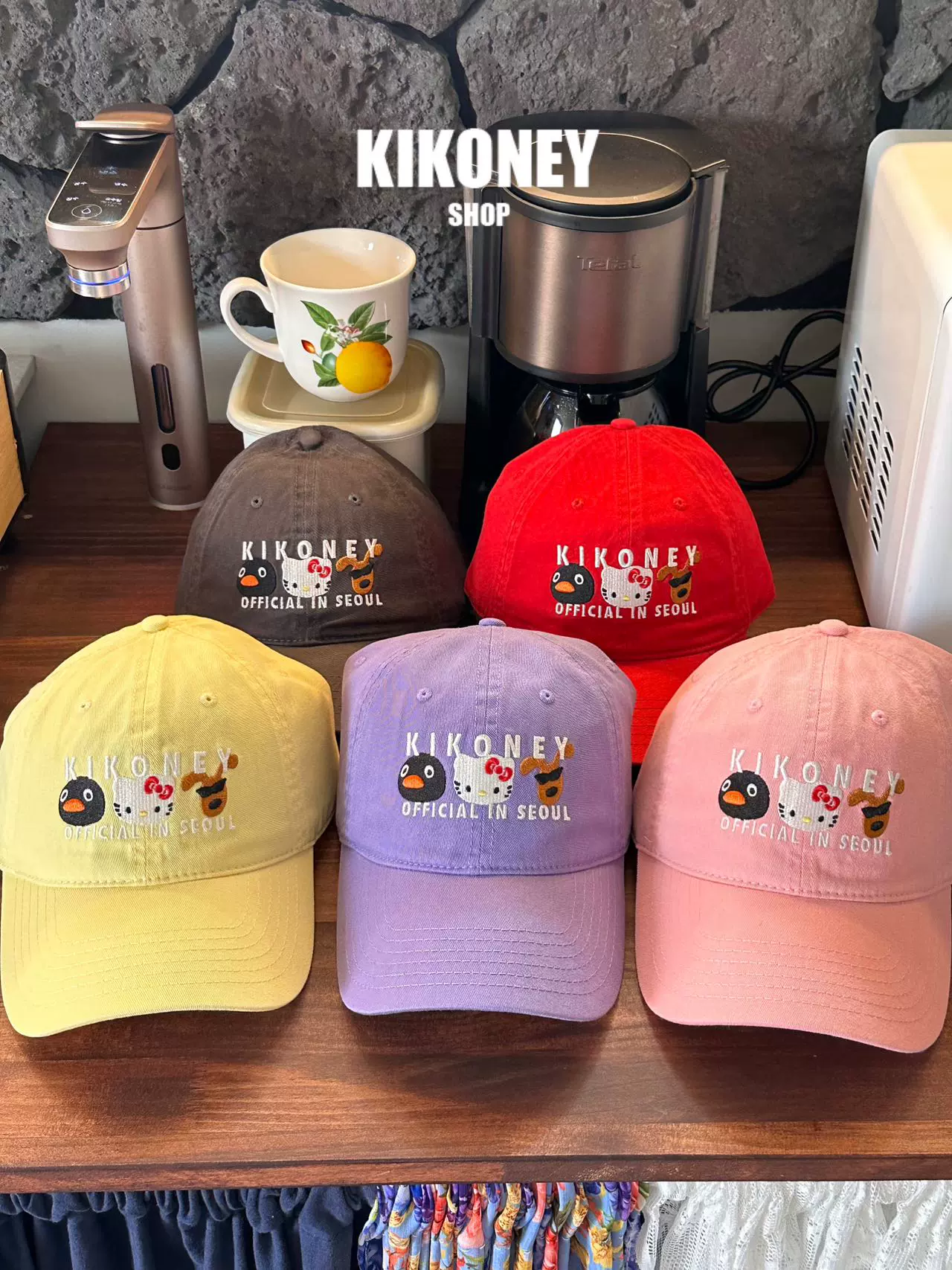 官方KIKONEY原创设计小众美式韩系KT红色棒球帽韩复古kitty帽子-Taobao