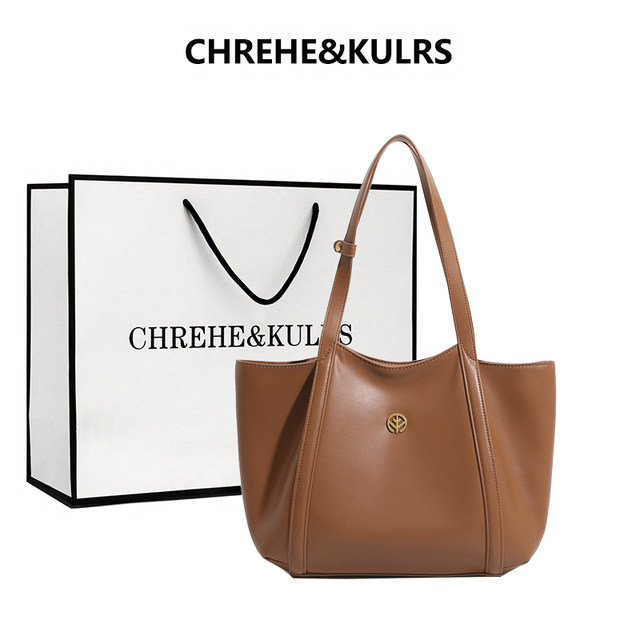 CHREHE/KULRS Li Sisi same bag vegetable tanned leather hand-held towing large capacity commuting one-shoulder computer bag