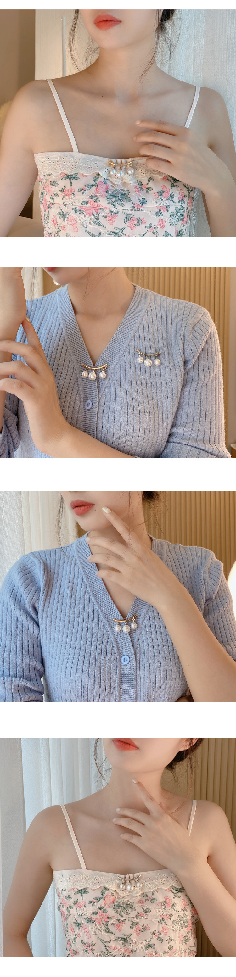 别针胸针女防走光针织开衫装饰领针笑脸一字别针珍珠