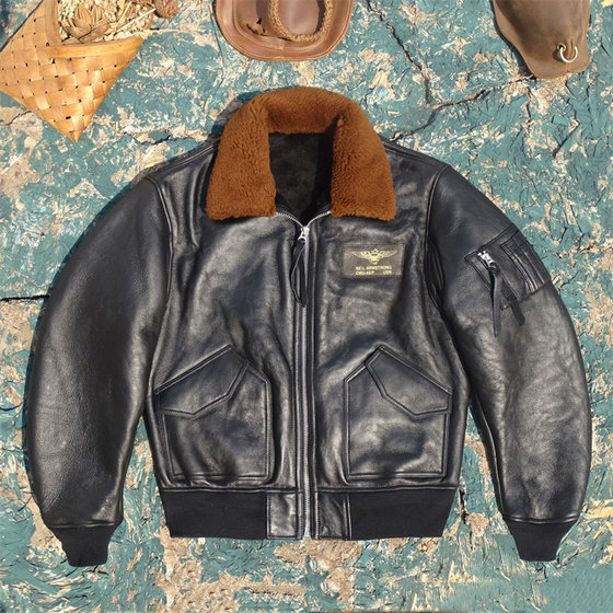 45P loose silhouette flying style lightweight soft original sheepskin fur integrated genuine leather leather jacket for men warm and comfortable
