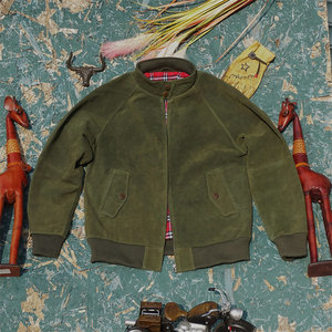 Harryton G9! British dark green velvet cowhide classic British loose casual leather jacket leather leather leather leather man
