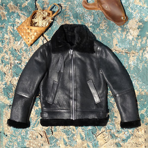 B6 flying suit is thickened 1.8cm sheepskin fur all -in -one dermis, men's coat jacket, warm, comfortable and cold
