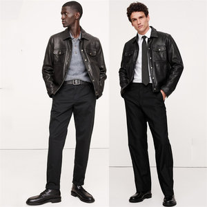 
The United States exports are surplus! Italian vegetable tanned sheepskin genuine leather jacket for men's American truck driver's work clothes denim style