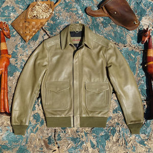Navy Aviation G2 Flight Suit, Tender Green Italian Oil Tender Small Head Leather Leather Coat, Men's Leather Jacket