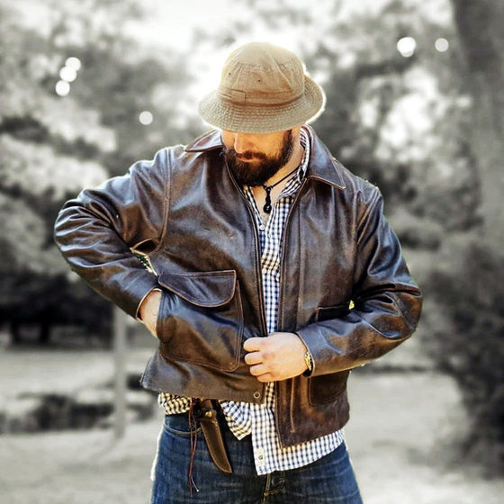 Raiders of the Lost Ark New! American Retro Matte Cowhide Soft Waxy Drape Leather Jacket Men's Lapel Collar Matte Old