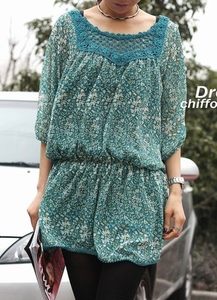 Original foreign trade list Genuine Double-layer Floral Slim High-waisted Dress
