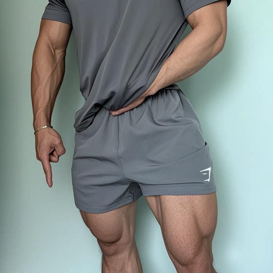 
GYMSHARK Quick-drying fitness shorts men loose breathable running sports muscle shark four or five-point squat pants