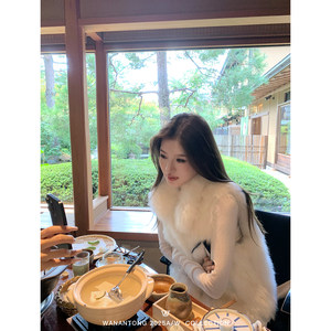 
WANANTONG cashmere fur vest warm 'soft gold' fur vest for women autumn and winter