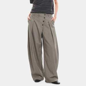 
SYRI old money style retro striped buttoned trousers for men, versatile drapey casual design A-line wide-leg trousers