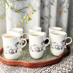 Ceramic Tea Cup Set of 6 Pieces for Home Use in the Living Room, High Aesthetic Value, Heat-Resistant Water Cups for Women, Suitable for the Office