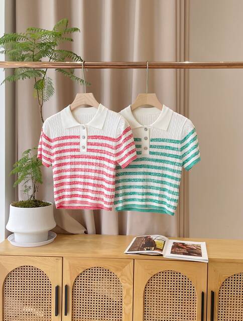 Contrast Color Texture Advanced Lapel Sweater Korean Style main image 0