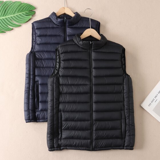 
Light and fluffy sports casual autumn and winter outdoor men's lightweight stand-up collar warm cotton vest jacket cotton vest W498