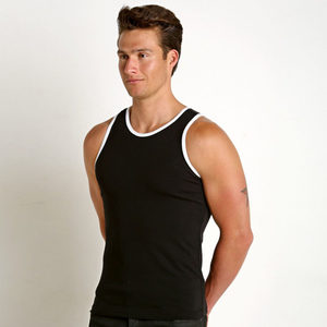 Customized summer men's tight fitting pure cotton vest, slim fit round neck sweat vest, black sports sleeveless solid color base shirt