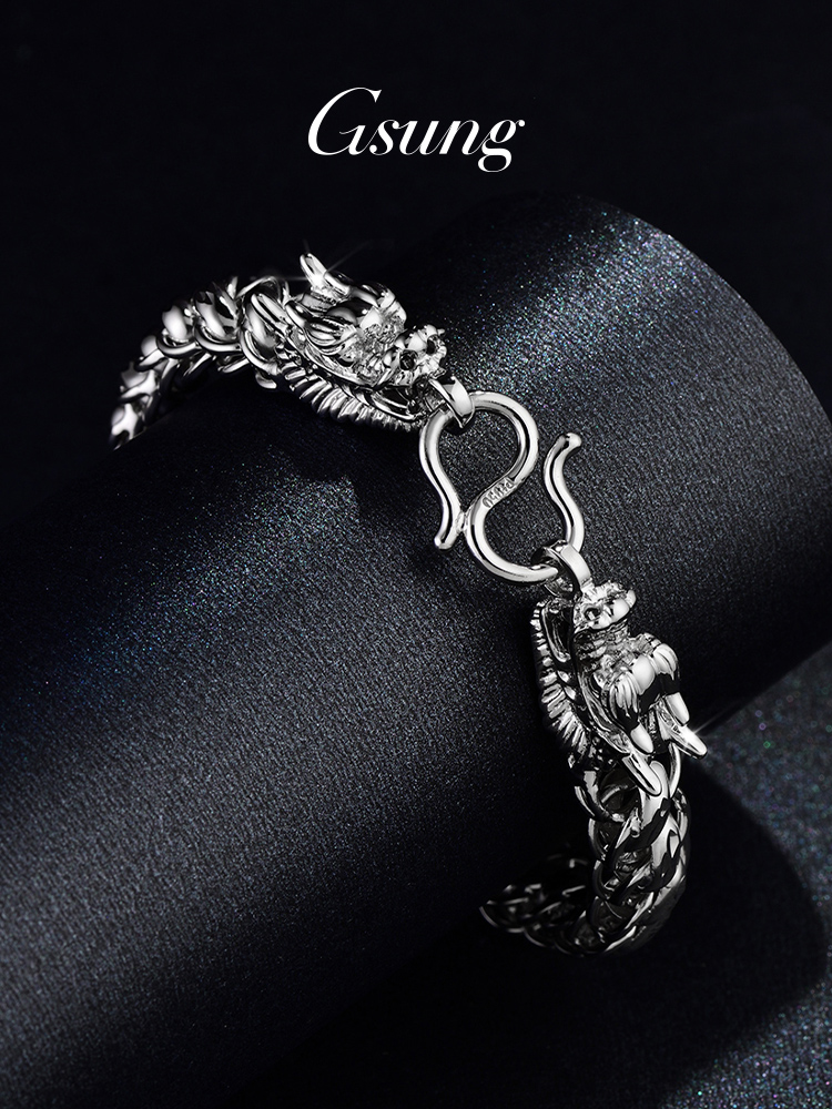 Gsung Pt950 プラチナ製メンズブレスレット - タイチェーンデザイン