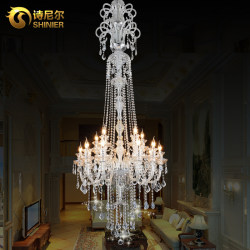 Staircase Chandelier, European Crystal Lamp, Living Room Lamp, Modern Minimalist Dining Room Lamp, Duplex Villa, Hotel Lobby Lighting Fixtures