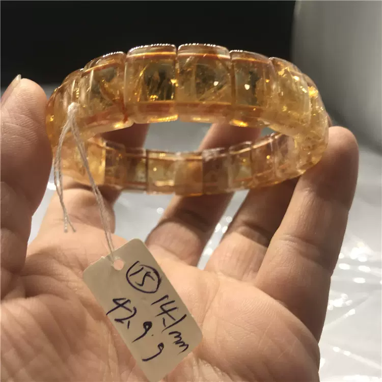 天然黃塔晶手排巴西黃水晶手串橘黃色水晶時尚飾品