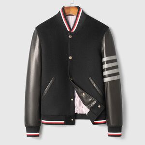 
Haining leather jacket men's goatskin jacket youth fashion contrast color casual men's jacket color matching trendy spring and autumn tops