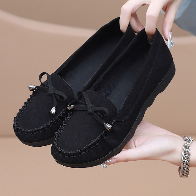 Summer old Beijing cloth shoes beans shoes for women soft sole non-slip breathable one-foot casual and versatile Korean version of mother single shoes