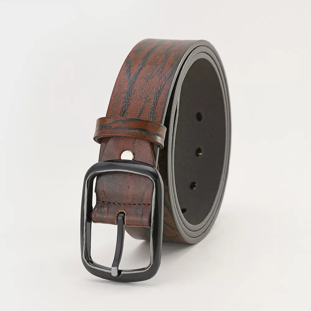 Men's Fashion Brown Simple Versatile Business Belt打孔PU皮带-Taobao