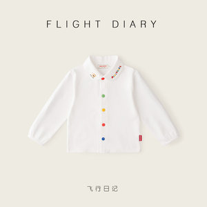 
MIKI Japanese baby long-sleeved T-shirt Spring and Autumn Pure Cotton Children's Lapel White Boy Cardigan Shirt Collar Top