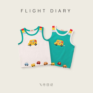 
Baby vest pure cotton summer boy hurdle vest suspender little boy cartoon car sleeveless summer dress kid
