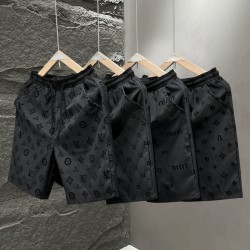 Trendy brand flocking shorts men's summer thin five-point pants outer wear large pants casual quick-drying outer wear mid-pants beach pants