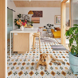Trendy Minimalist 300X300 Colorful Small Floral Tiles for Corridors, Storefronts, Kitchens, Bathrooms, Non-Slip Floor Tiles