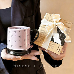 High-End Bow-Knot Mug, Birthday Gift for Girls and Best Friends, High-Value Purple Ceramic Water Cup