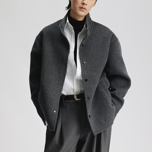 
Miki Kobaya Japanese simple stand-up collar wool coat men loose high-end casual wool jacket trendy