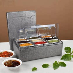 Commercial Stall Ice Jelly Ingredient Display Box Refrigerated Insulated Box Stainless Steel Basin with Lid and Ice Preservation Foam Box