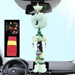 2026 New High-End Car Jade Pendant Interior Hanging Ornament Safety Pendant with a Sense of Sophistication Car Rearview Mirror Hanging Decoration