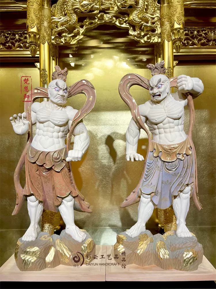 仁王像 置物 金剛力士 木彫り 桧木（ヒノキ）仏像コレクション 阿形