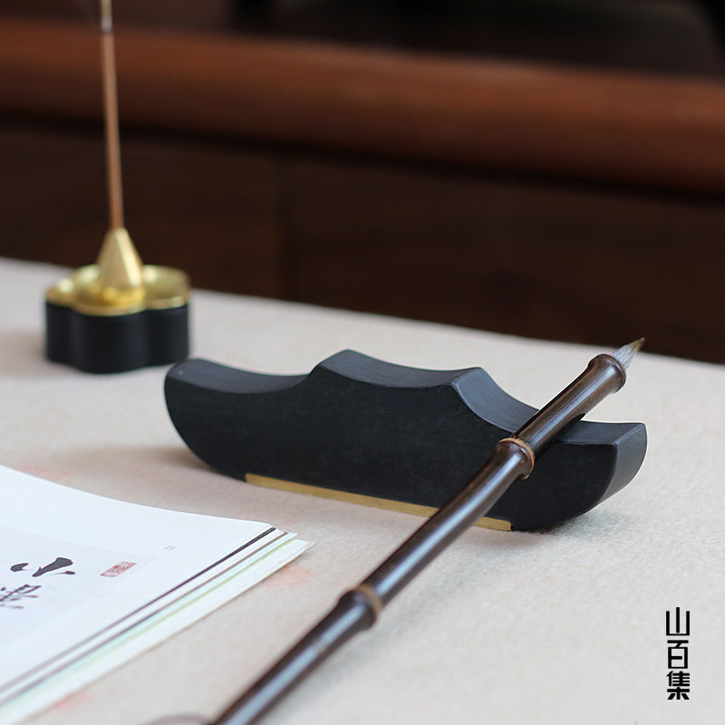 Porcelain Ink Plate Chinese Calligraphy Painting Brush Rest Holder