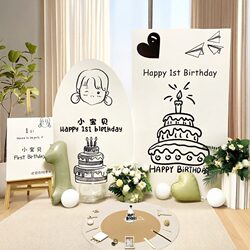Korean Style ins First Birthday Decoration Scene Setup Background Wall for Boys and Girls Baby Party Kt Board with a High-End Feel