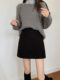 Black woolen short skirt for women in autumn new versatile Korean version high waist slim straight A-line skirt hip-covered skirt
