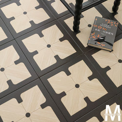 Medieval-Style Beige Imitation Wood Lattice Square Tiles, Decorative Tiles for Bathrooms, Guesthouses, Hotels, Restaurants, Antique-Style Floor Tiles, Ceramic Tiles