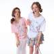 ziziFei summer new slim American retro design cartoon printed pattern V-neck top short-sleeved T-shirt for women
